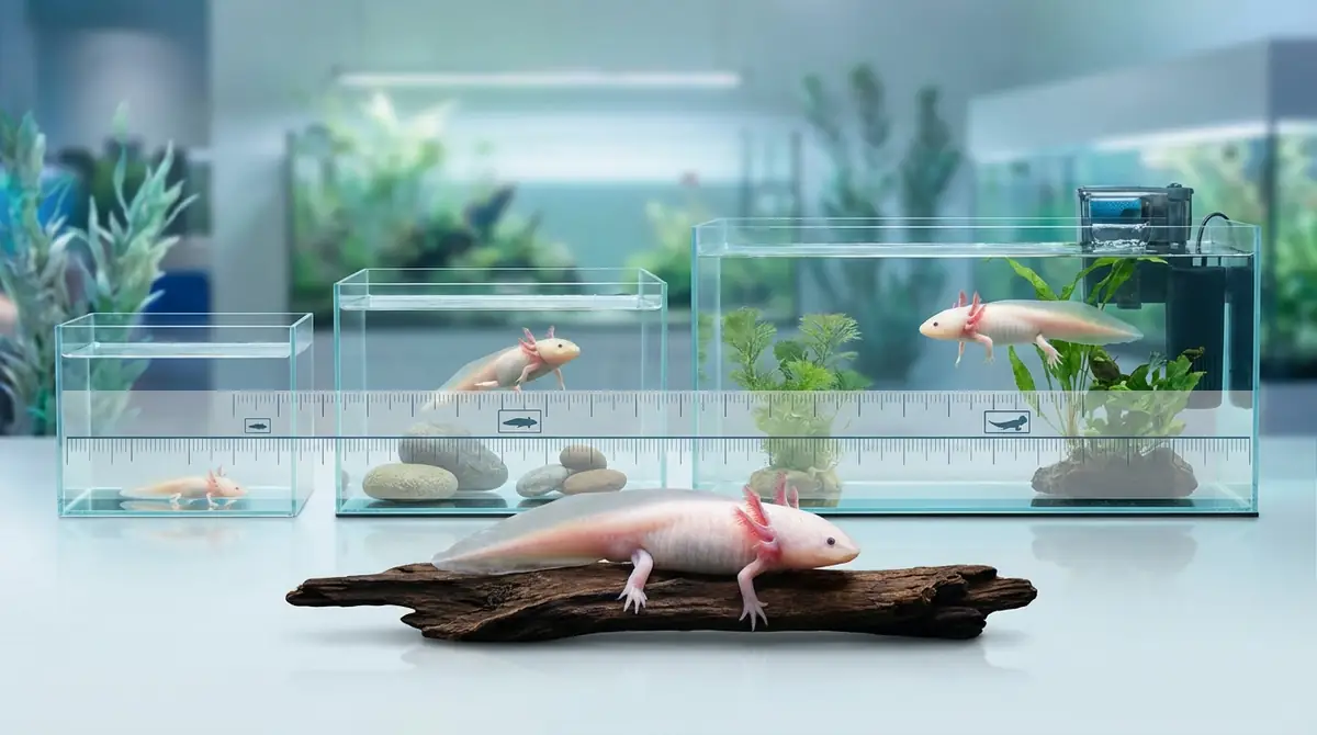 【早見表】ウーパールーパーの体長別・適正水槽サイズの目安