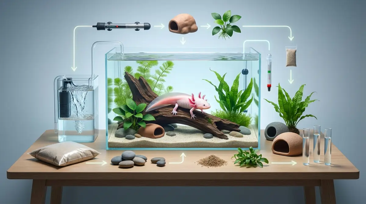 ウーパールーパーの水槽セットアップ手順【図解】