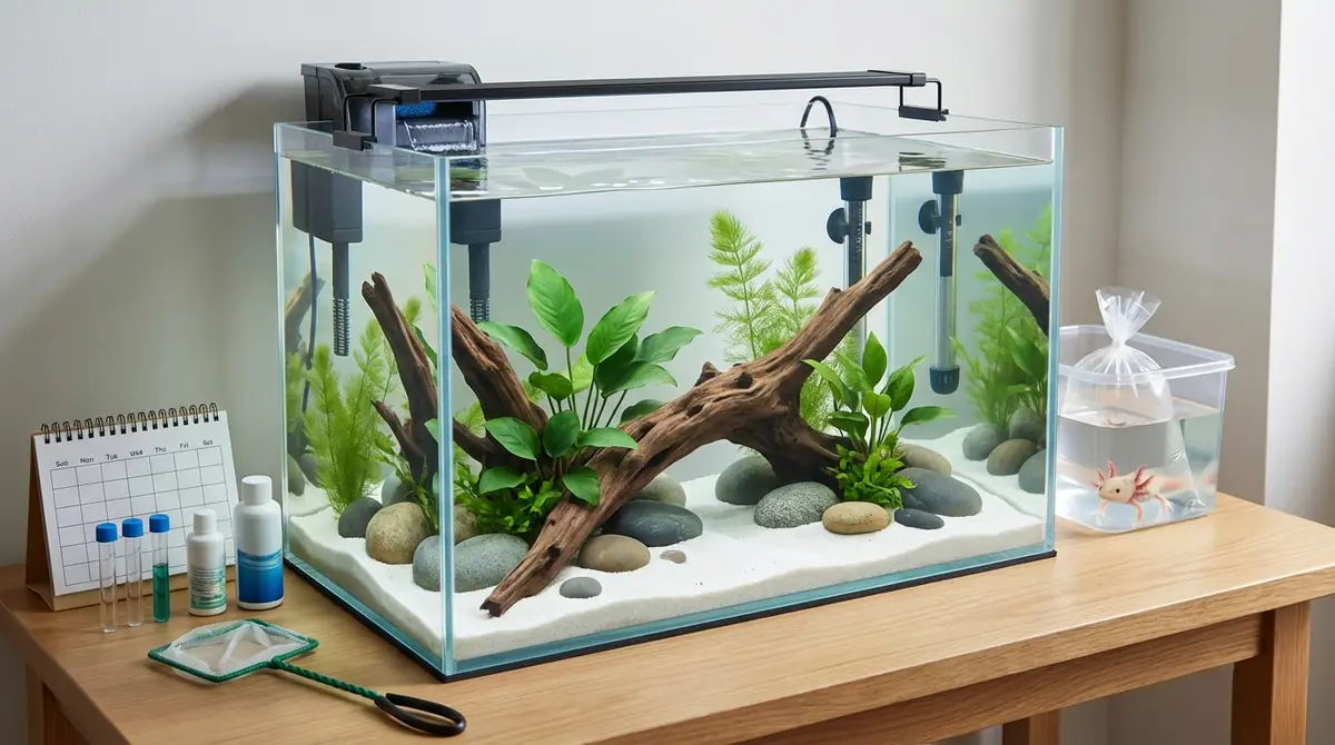 ウーパールーパー水槽の立ち上げ手順|導入までの7日間