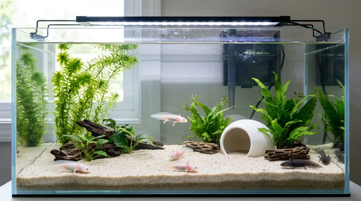 ウーパールーパー幼体の飼育環境セッティング