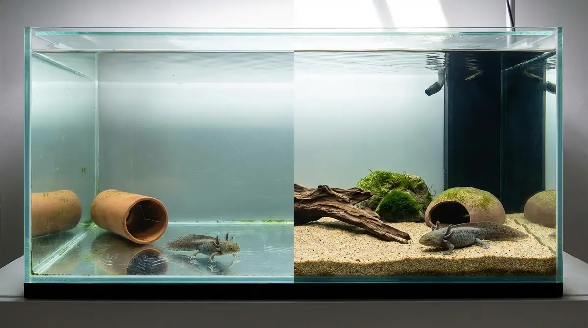 ウーパールーパーのベアタンク飼育におけるデメリットと解決策