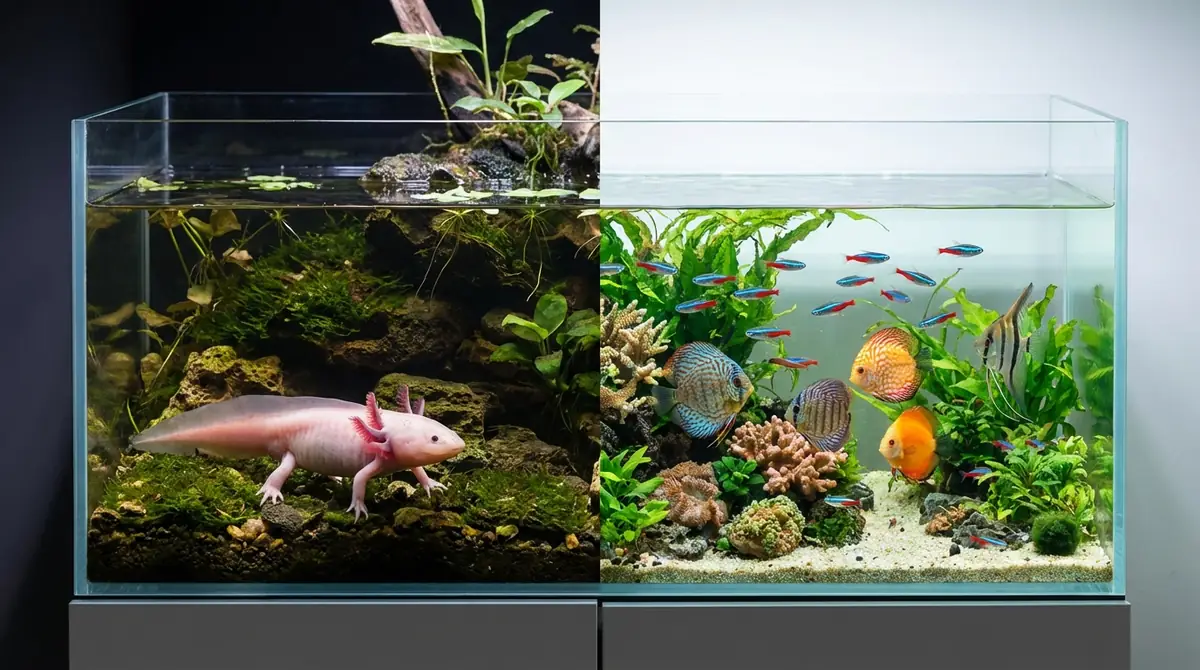 【結論】ウーパールーパーは両生類、熱帯魚は魚類|根本的な違いを解説